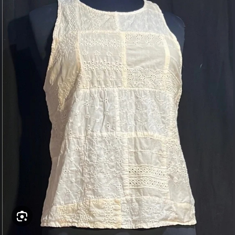 American Eagle Outfitters White Eyelet Patchwork Tank Top